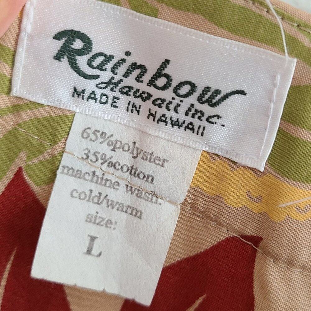 Vintage Rainbow Hawaii Two-Tiered Ruffle Brown Multi Color Maxi Dress Large - Picture 11 of 11